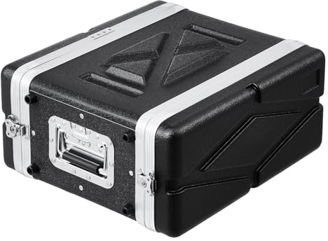 VEVOR Mallette Rack 4U Profondeur 361,95 mm Valise de Transport Coque en ABS avec Poignée, Loquets Papillon Robustes, Panneaux Avant Arrière Amovibles, pour Amplis, Mixeurs, Récepteurs de Microphone
