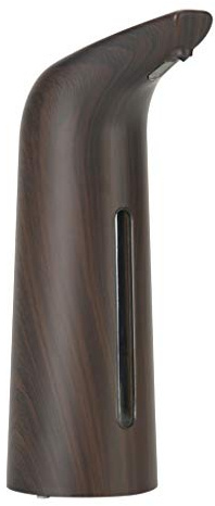 Dispensador automático de jabón líquido sin contacto de 400 ml, grano de madera, funciona con pilas