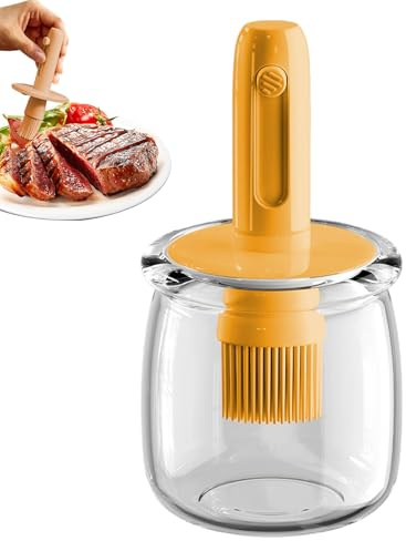 Botella dispensadora de, herramienta para esparcir cepillo para salsa, con recipiente de cocina de 500 ml para cocinar en barbacoa, tapa de cepillo desmontable, dispositivo de almacenamiento de