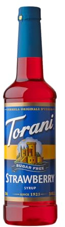Torani - Erdbeer/Strawberry Sirup ohne Zucker (750 ml), zuckerfreier Getränke- & Kaffee-Sirup mit natürlichen Aromen