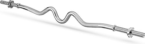 Gymtek Langhantelstange - Curlstange – Hantelstange – Hantel - Gehärteter Stahl - SZ Stange – Gewichte bis zu 135kg - Ø 27mm – 120cm Lang - Geriffelt - Sternklemmen - Super Curl Bar