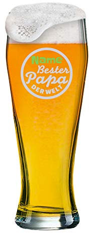 Bicchiere di frumento con [nome] come incisione personalizzata per la festa del papà – Selezione di 6 motivi + nome a scelta su bicchiere da birra bianca da 0,5 l (motivo 04)