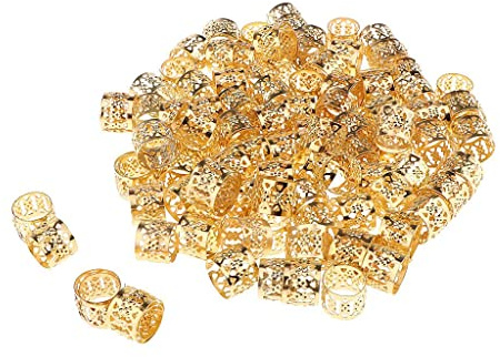 Sharplace Lot de 100pcs Perles de Cheveux Anneaux Manchette de Décoration Bijoux de Cheveux Accessoires de Coiffure, Or