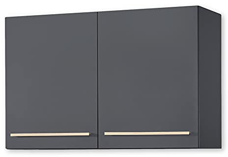 Stella Trading BILBERRY Moderner Hängeschrank Küche in Eiche Sonoma Optik, Anthrazit - Geräumiger Küchenschrank mit viel Stauraum - 100 x 65 x 33 cm (B/H/T)