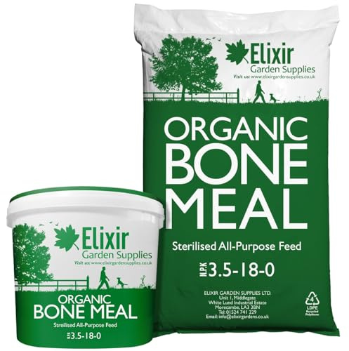 Elixir Gardens Bone Meal Organic Sterilised Garden Fertiliser & All-Purpose Plant Feed | Bags & Tubs Available from 1kg-25kg | 5kg Tub