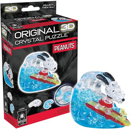 BePuzzled, Peanuts Snoopy Surf Original 3D Crystal Puzzle, Based on Characters from the Beloved Peanuts Comic Strip, Puzzlers Ages 12 and Up
