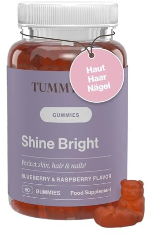Haarvitamine Gummibärchen - Für Haut, Haar, Nägel - Mit Vitamin C, Vitamin B12, Zink, Folsäure, Vitamin B6, Biotin - 60 Gummies - Shine Bright TummyTox