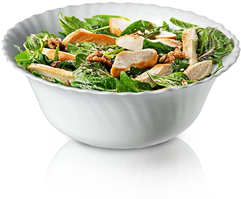 KADAX Ciotola fatta di vetro indurizzato, ciotola, ciotola di frutta, ciotola per l'insalata, ciotola da dessert, ciotola di cereali, ciotola di zuppa, ciotola dello snack,? 21 cm, bianco