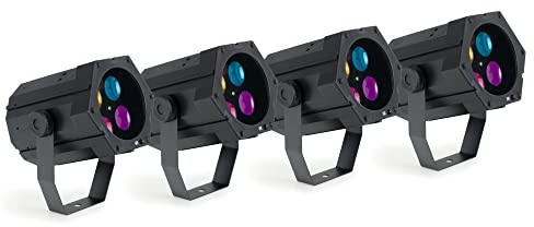 Showlite GL-8 USB-Gobo Partylight 4x Set - kleine Logo-Projektoren für Party, Bar und mobile DJs - Stromversorgung über USB-Netzteil - mit Mikrofon für Musiksteuerung - Kunststoffgehäuse