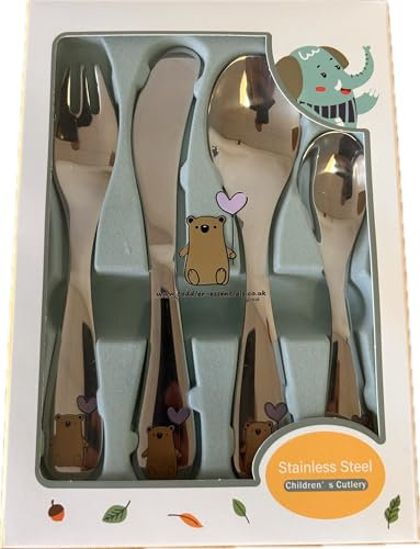 Toddler Essentials 4-Piece Cutlery Set – Safe & Durable Stainless Steel Utensils for Kids – Perfect for Toddlers Learning to Eat Independently – Dishwasher Safe (Previously Known as Pourty)