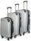 NLDGR Koffer Set 3 Teilig, Reisekoffer Set mit 4 Rollen und Zahlenschloss, Kofferset Trolley Trolleys Hartschale, ABS Koffer Qrganizer, Teleskopgriff (Silber)