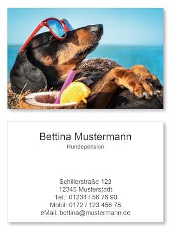 500 Visitenkarten, 400g Karton, bedruckt mit eigenem Foto Bild Motiv - inkl. Kartenspender