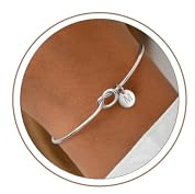 Turandoss Bracelet Initiale Femme Fille Argent – Bracelet Nœud Fin Or 14K avec Lettre M Cadeau Demoiselle d’Honneur Jonc Élégant Argenté