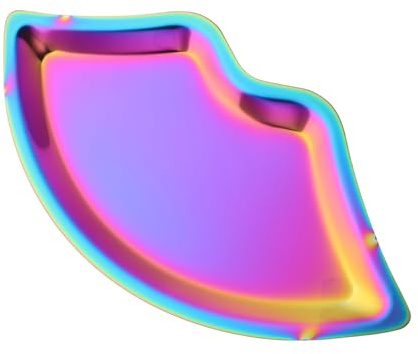 WEKADRIN Bandeja Metálica para Joyas Forma de Labios Organizador Colorido y Resistente para Pulseras y Accesorios Acabado Pulido y Diseño Moderno para Tocador