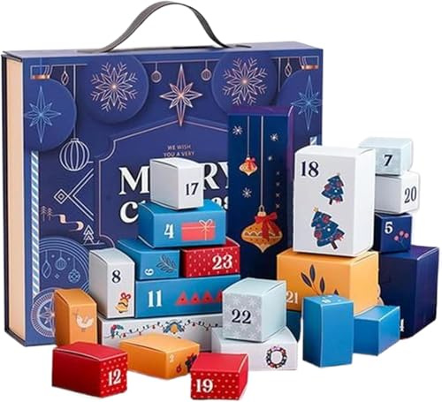 MUMQAQ Christmas Boxes Empty Advent Calendar to Fill Yourself 24 Days Countdown Christmas Calendar Packaging Empty Boxes Fillable Countdown Advent Calendars Surprise Gift Box DIY Friendly Gifts
