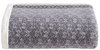 Eddie Bauer - Throw Blanket, Brushed Fleece & Plush Sherpa Bedding, Throw Blanket for Couch & Bed (Fair Isle Dark Steel, 50 x 70)