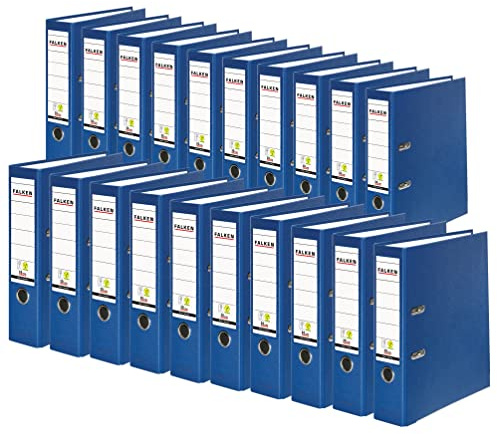 Original Falken 20er Pack PP-Color Kunststoff-Ordner. Made in Germany. 8 cm breit DIN A4 blau Ringordner Vegan Aktenordner Briefordner Büroordner Plastikordner Schlitzordner