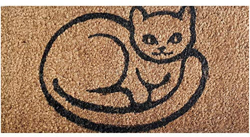 Bestlivings Felpudo de coco (25 x 50 cm, parte inferior de PVC), diseño de gato