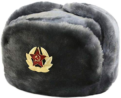 Olga's Russian Collectibles Russo Sovietica Esercito Pelliccia Militare Cosacco Ushanka Cappello Taglia 60