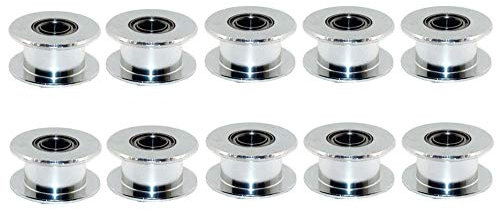 3Dman GT2 20 Toothless Bore 5mm Aluminum Idler Pulley for 6mm Width Timing Belt 3D Printers (10pcs)