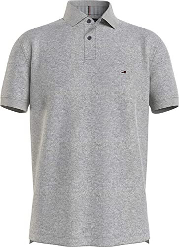 Tommy Hilfiger Herren Poloshirt Kurzarm 1985 Regular Fit, Grau (Medium Grey Heather), M