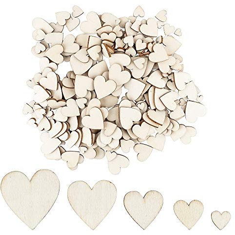 Ideen mit Herz Holzherzen zum Basteln und Dekorieren | 5 verschiedene Größen | Herzen aus Holz | 1 cm bis 3 cm | naturfarben | 250 Stück | Ideal als Hochzeits-Deko, Tischdeko, Streudeko