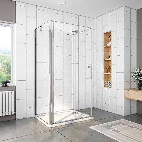 90x90x90x195cm DUCHA CABINA DE DUCHA PLEGABLE, EN FORMA U, MAMPARA 6MM EASYCLEAN CRISTAL TEMPLADO