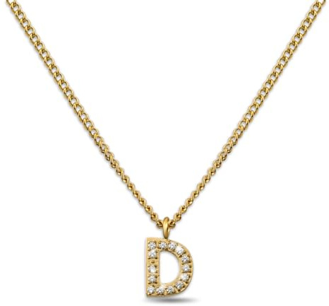 GD GOOD.designs Kette Buchstabe Gold für Damen | 18K vergoldete Halskette mit Zirkonia Initialien | Goldene 316L Edelstahl Buchstabenkette