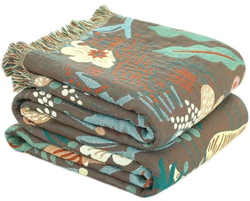 VANJOROY Dubbelsidig bohemisk soffa överkast stor filt med tofsar, 100 % ren bomull vävt varmt tjockt överkast för fåtölj, soffa och säng.. (150 x 200 cm, 60 × 80 tum)
