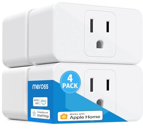 Meross Smart Plug Mini Support Apple HomeKit, Siri, Alexa, App Control, Timer, 15A & Reliable WiFi Outlet, No Hub Needed, 2.4G WiFi Only, 4 Pack