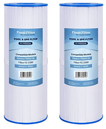 Finest-Filters 2 x Hot Tub Spa Water Filter Cartridge Replacement Compatible With Pleatco PRB50IN, Unicel C4950, Darlly SC706, 40506 & Filbur FC2390 Hot Tub Water Filters