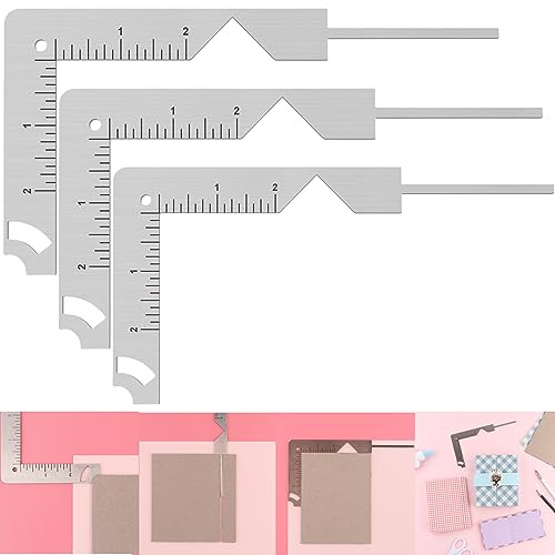 Lot de 3 guides de couverture de livre, outil de reliure 5 en 1 en acier inoxydable pour faire des couvertures en toute simplicité, outil de fabrication d'albums de scrapbooking, règle, loisirs