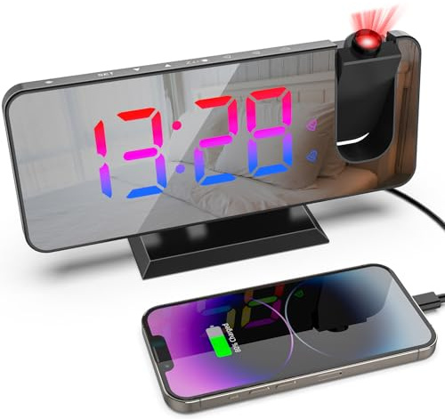 321Wasay Digital Alarm Clock With Projection on Ceiling for Bedroom - Projector Clock That Projects Time