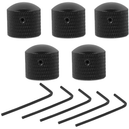 Taicols 5 Stück Gitarrenknöpfe, Lautstärkeregler aus Metall für E-Gitarre, Gitarren Lautstärkeregler Potentiometer Knopf, Dome Instrumentenknopf, für E-Gitarren Bass (Schwarz)