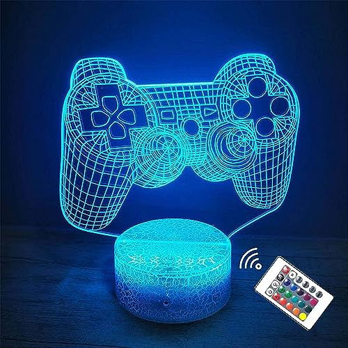 SAKIUNI Birthday Gifts for Boys Kids 3D Illusion Gamepad lamp Gifts for Men Birthday Gifts for Girls Children Gaming Room Decor 16 Colors Changing with Remote, Night Light Gamer Desk Decoration