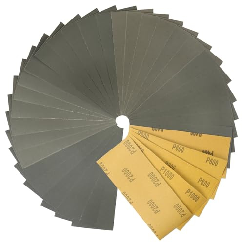 STEBRUAM Sandpaper 9x3.6 Inch 30 PCS 400 to 2000 Grit Wet Dry Paper | Sand Paper for Cars Polishing Metals Walls Wood Furniture Sanding