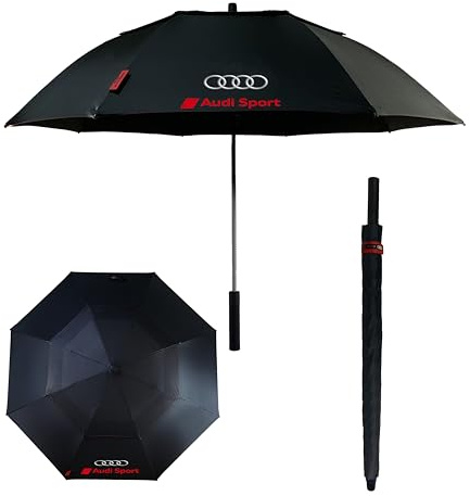 Vroom Vroom Pro AudiSport Parapluie de golf automatique coupe-vent de qualité supérieure pour les propriétaires de TT, Q5, Q7, A3, S8, accessoires Audi, Noir