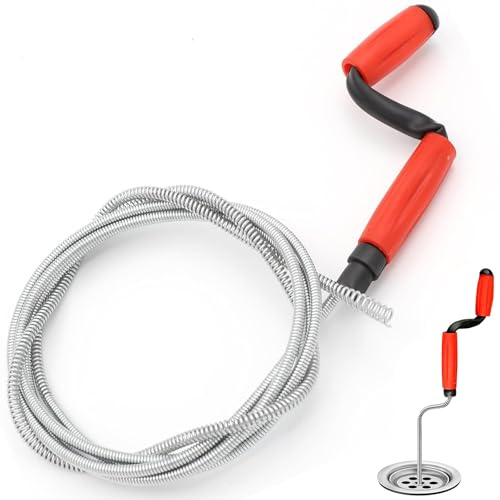 Desatascador tuberias, Desatascador wc, Desatascador fregadero, Cable desatascador tuberias（5 m x 6 mm）Desatascador Fregadero Desatascador WC Desatascador Espiral Manual Ideal