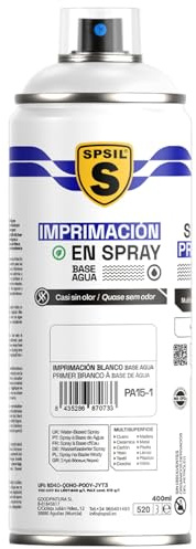 SPSIL Imprimación Spray Base Agua Imprimacion Base Agua Blanco 400ml - Sin Olor, para Madera, Plástico, Metal y Automóvil - Acabado Profesional, Secado Rápido y Ecológica