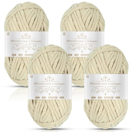 Vincona 4 gomitoli di lana grossa multicolore da 100 g, morbido filato spesso per lavorare a maglia a mano, gomitoli da 100 g, morbido velluto spesso, per coperte all'uncinetto, amigurumi, metri