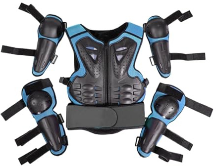 FytStycale Protezioni per Motocross per Bambini, Set di Protezioni per per Bambini, Giacca, Protezione per Petto E Schiena con Fodera Ammortizzante, Adatto, Blu