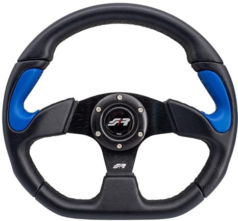 Simoni Racing X2330PUN/PA Volante Sportivo X2 Poly Pelle Universale, Nero e azzurro