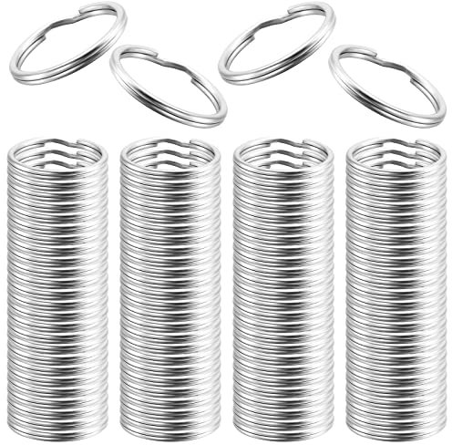 Bememo 100 Packung Kleiner Schlüsselanhänger 15 mm/ 0,59 Zoll Runde Metall Spalt Ringe für Haus Schlüssel Organisation und Handwerk, Silber