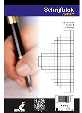 Notizblock Kangaro A5 kariert 5mm 60grs 100 Blatt. Packung mit 5 Stück.