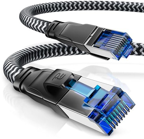 CSL - 2m Netzwerkkabel CAT 8 - LAN Kabel Patchkabel - Baumwollmantel - CAT8.1 High Speed Gigabit Ethernet Cable - 40 Gbits - S/FTP PIMF - RJ45 Stecker - Cat6 Cat7 Cat8 komp - 2 Meter - schwarz