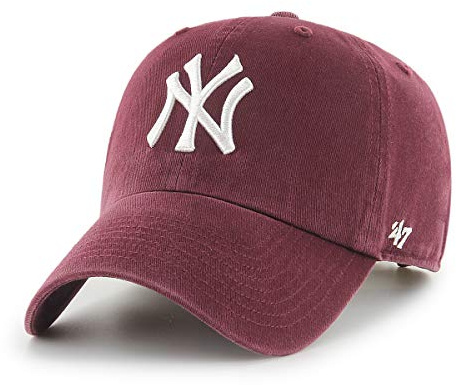 '47 MLB New York Yankees Clean Up Unisex-Baseballkappe, Verstellbar, Hochwertiges Design, White Logo, Dark Maroon