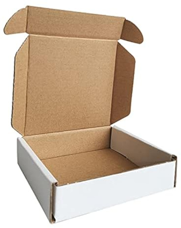 CH-BOX 50 Pack 10x10x2.5cm (4x4x1'') Small Corrugated Cardboard Postal Boxes White for Shipping Mailing Packaging Royal Mail Small Parcel