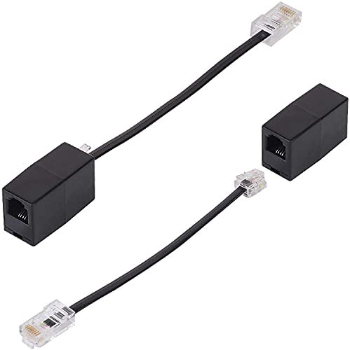 MAOZHOU 2 Stück RJ11 zu RJ45 Adapter,Schwarz RJ11 6p4c Stecker Telefon Kable auf RJ45 8p8c Adapter,Konverter für Ethernet zu Telefon Festnetz