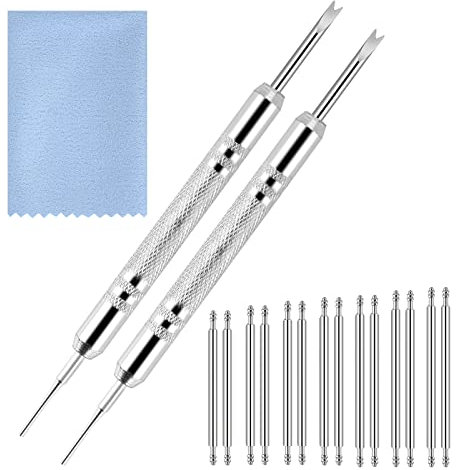 Cobee klockreparationsverktygssats med fjäderstång, 14 st klockbandstift, rengöringsduk, länkborttagningspinnborttagare för remjustering