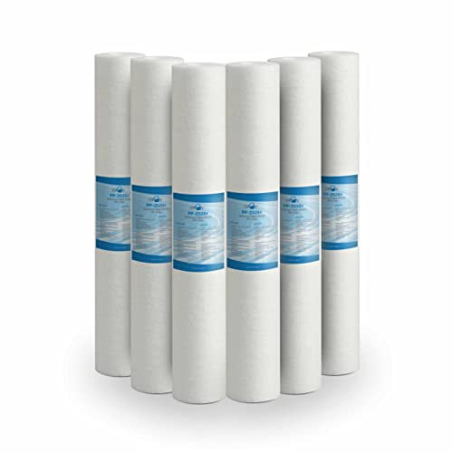 Bellerofonte Filtro Sedimenti 20 Pollici 25 Micron. Elimina Sabbia, Fango, Particelle di ruggine e impurità sospese fino a 25 Micron in Polipropilene 6 PZ